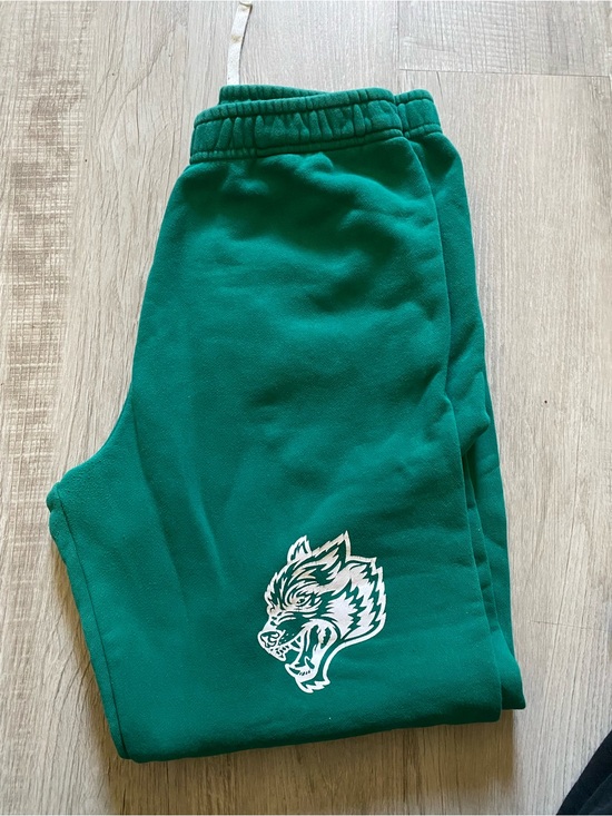 Darc Sport Pants - Darc Sport Green Track Joggers with White Wolf Graphic